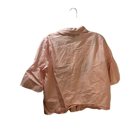 Gretchen Barretto For Kamiseta Pink Embroidered Floral Blouse L1 With Ruffle Sle - Picture 2 of 5